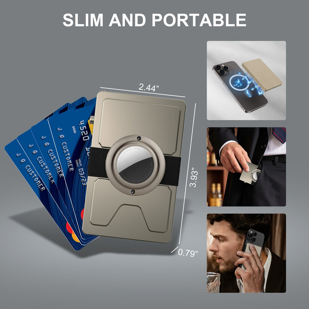 TOYFID Aluminum Pop Up Slide RFID Slim Card Holder Wallet with Airtag Support 