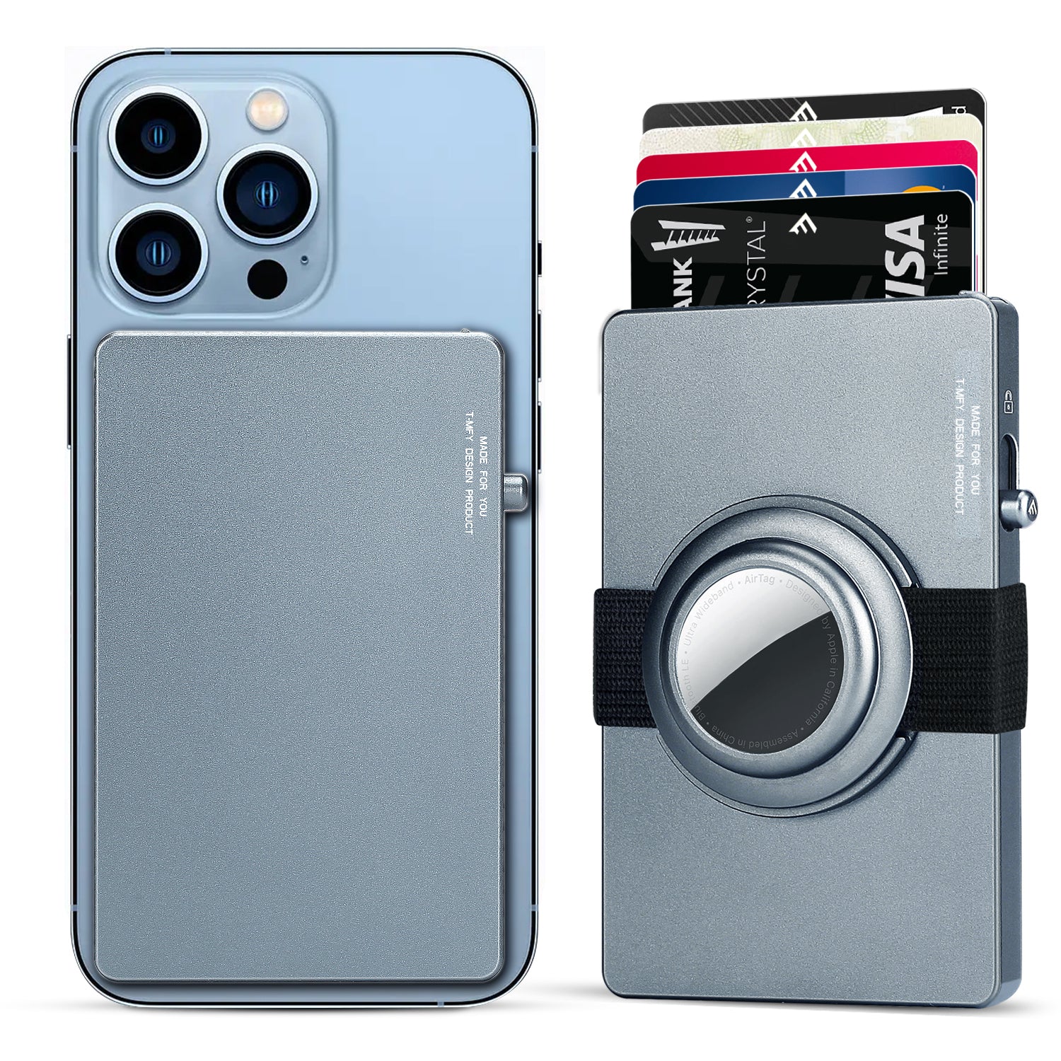 TOYFID Aluminum Pop Up Slide RFID Slim Card Holder Wallet with Airtag Support 