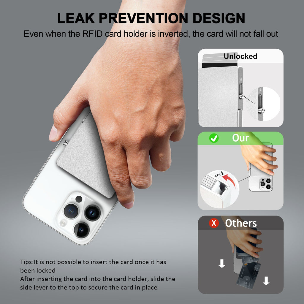 Minimalist RFID Blocking Wallet, Slim Card Holder for Magsafe with Adjustable Stand, Metal Pop-Up Magnetic Wallet for Men TOYFID 