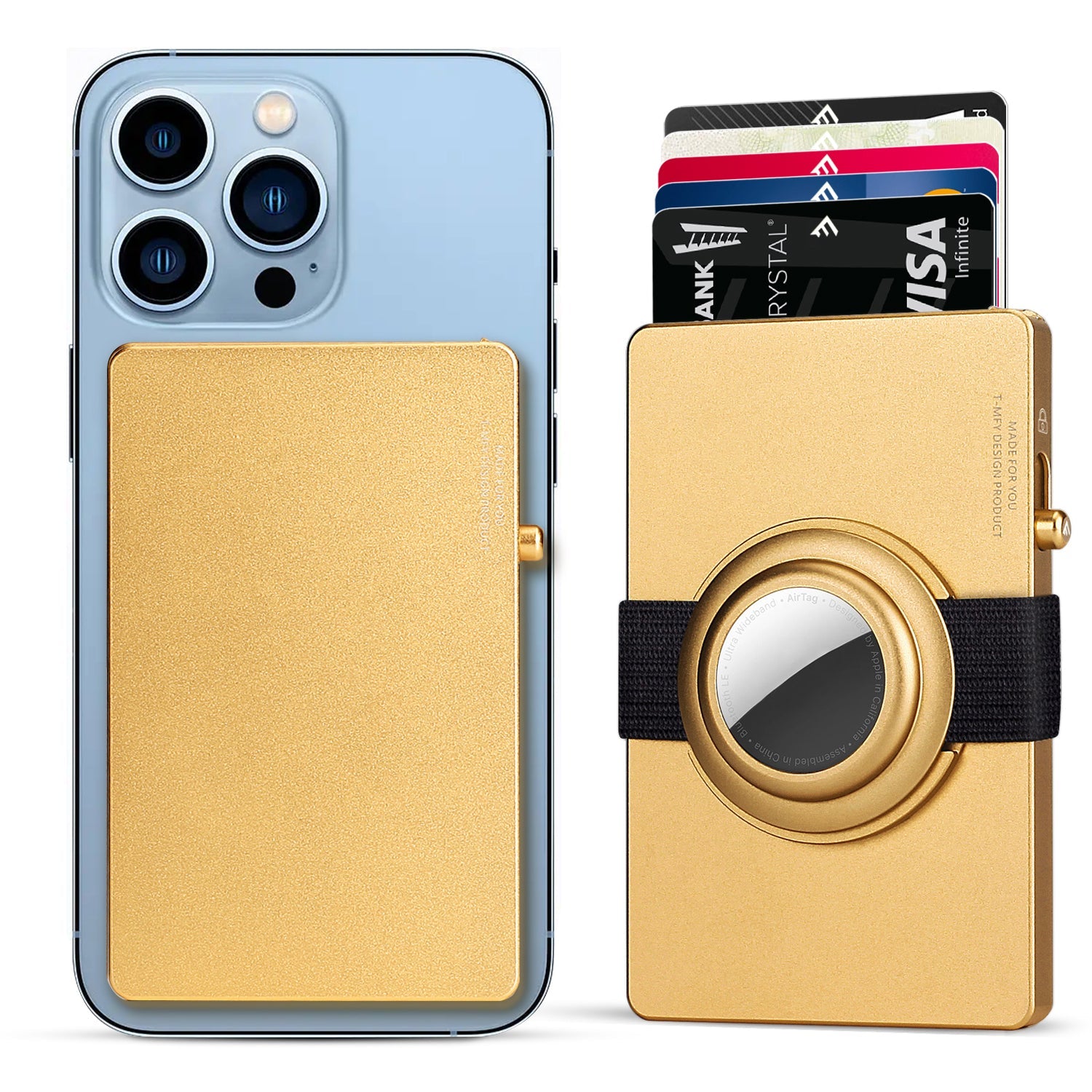 TOYFID Aluminum Pop Up Slide RFID Slim Card Holder Wallet with Airtag Support 