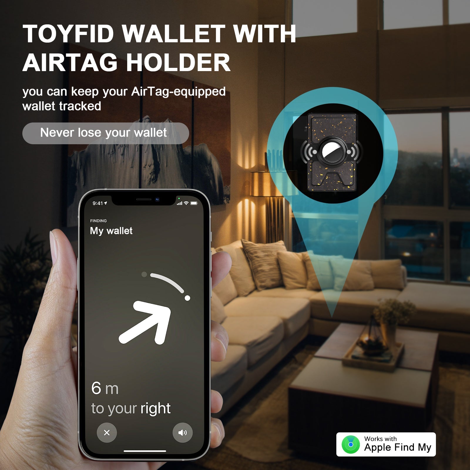 TOYFID Forged Carbon Fiber Wallet for Men with Airtag Holder and Expansion Plate 