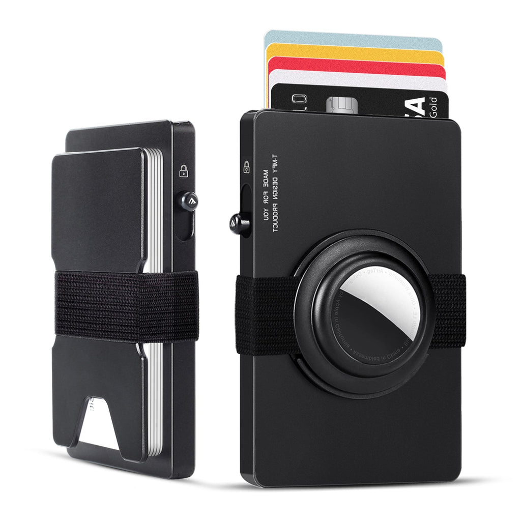 TOYFID Aluminum Pop Up Slide RFID Slim Card Holder Wallet with Airtag Support 