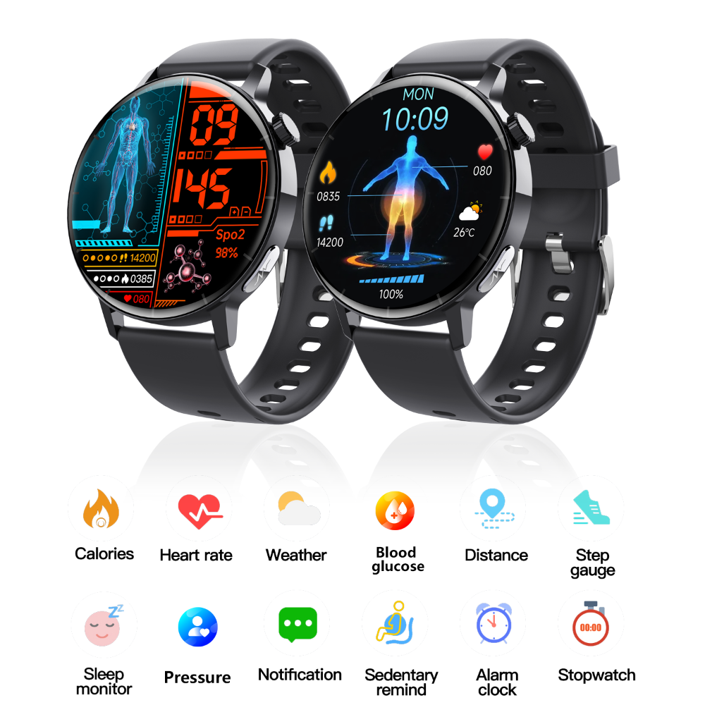 Smartwatch ECG Monitor with Non-Invasive Blood Glucose Measurement and Blood Component Analysis