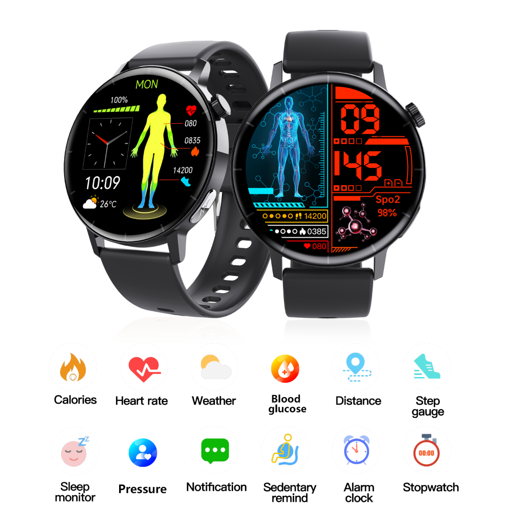 Smartwatch ECG Monitor with Non-Invasive Blood Glucose Measurement and Blood Component Analysis