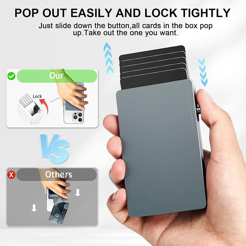 TOYFID Aluminum Pop Up Slide RFID Slim Basic Personalized Wallet for Men 