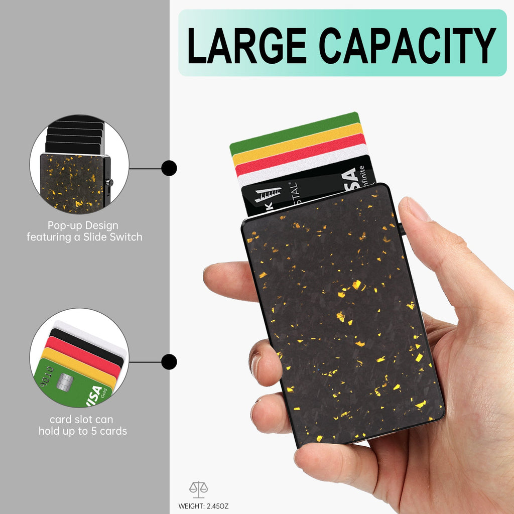 TOYFID Pop Up RFID Minimalist Forged Carbon Fiber Wallet for Credit Card Protection 
